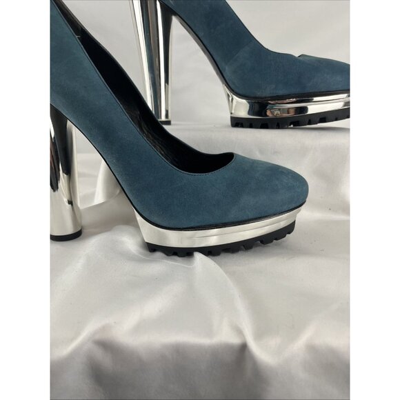 Pour La Victoire Suede Heel with Metallic Heel Women's Size 9.5 - Picture 2 of 11